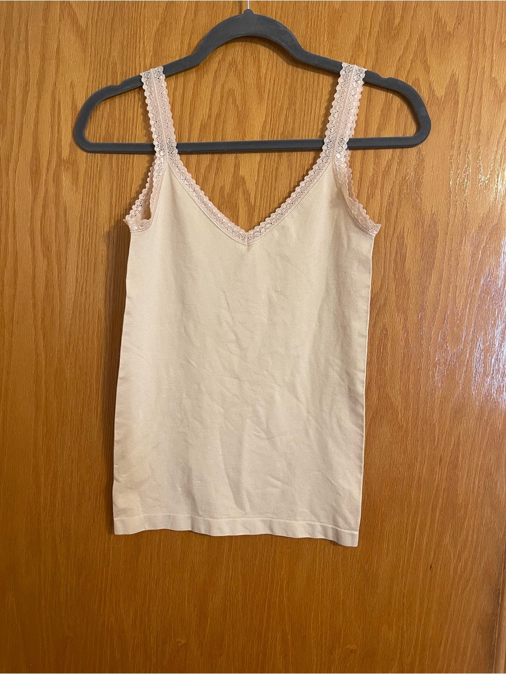Lace Trim V-Neck Camisole in Nude